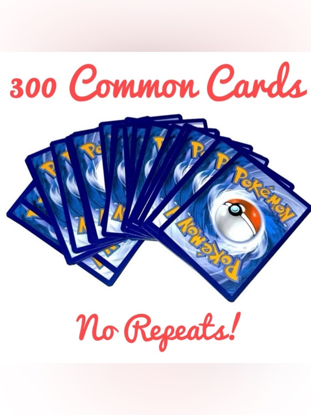 Mystery 300 common Pokemon cards - no repeats